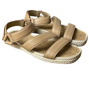 Vince Elian Leather Platform Woven Espadrille Sport Adjustable Sandals Tan Sz 8